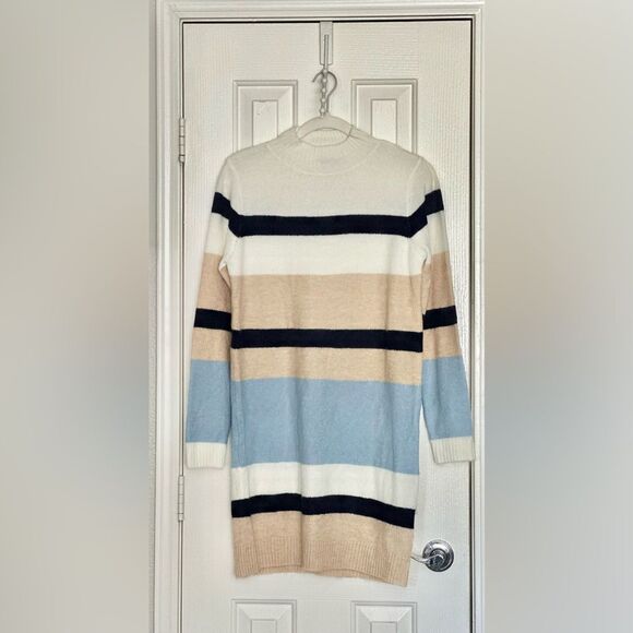 GENNIE STRIPED MOCK NECK SWEATER MINI DRESS - Picture 2 of 9